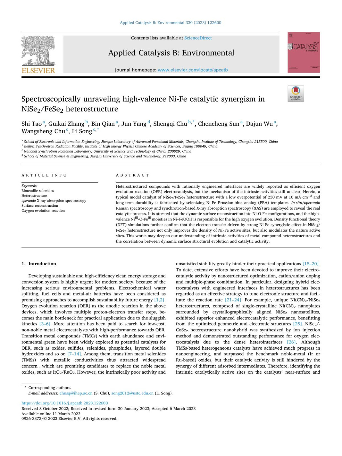 Spectroscopically Unraveling Highvalence Nife Catalytic Synergism In Nise2fese2 Heterostructure Shi Tao