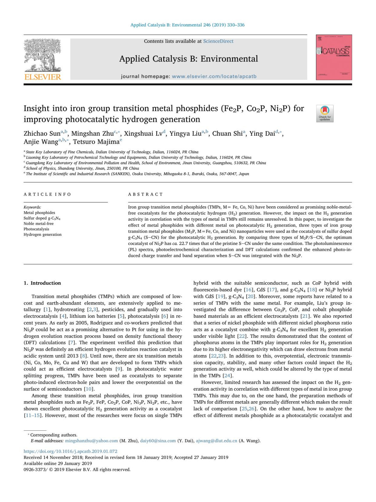 Insight Into Iron Group Transition Metal Phosphides Fe2p Co2p Ni2p For Improving Photocatalytic Hydrogen Generation Zhichao Sun Mingshan Zhu Xingshuai Lv Yingya Liu Chuan Shi Ying Dai Anjie Wang Tetsuro Majima