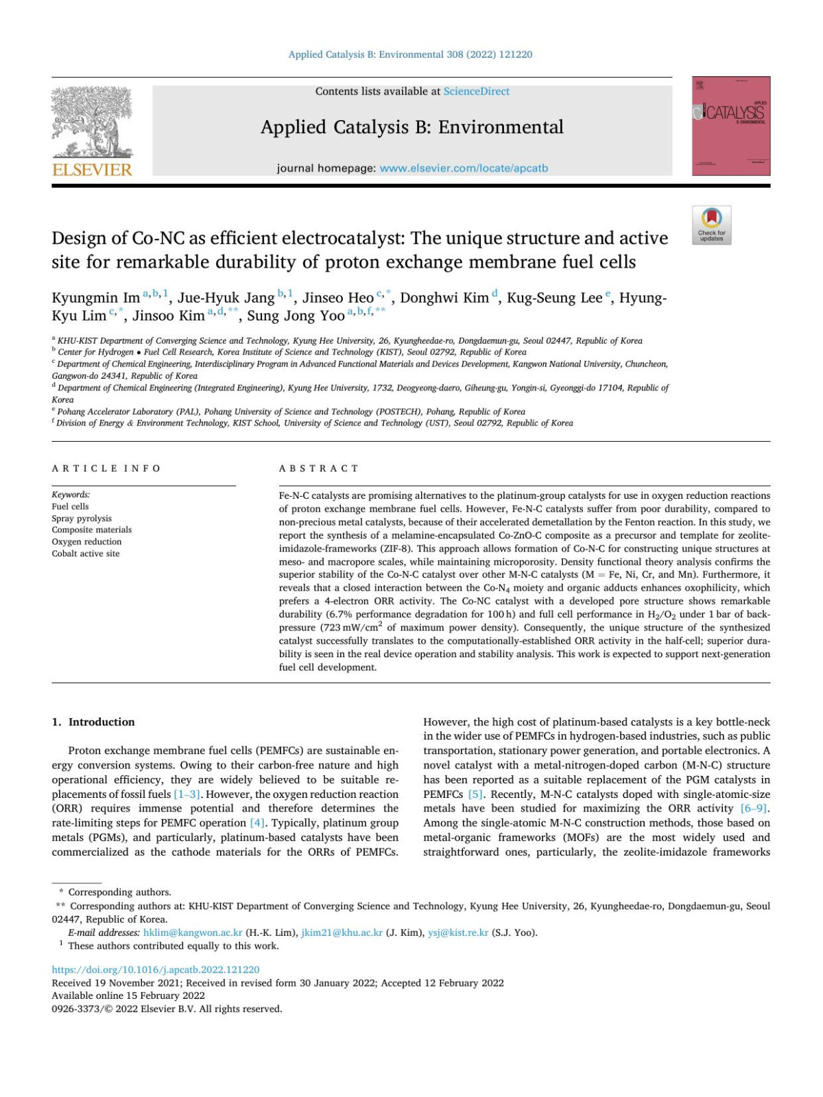 Design Of Conc As Efficient Electrocatalyst The Unique Structure And Active Site For Remarkable Durability Of Proton Exchange Membrane Fuel Cells Kyungmin Im