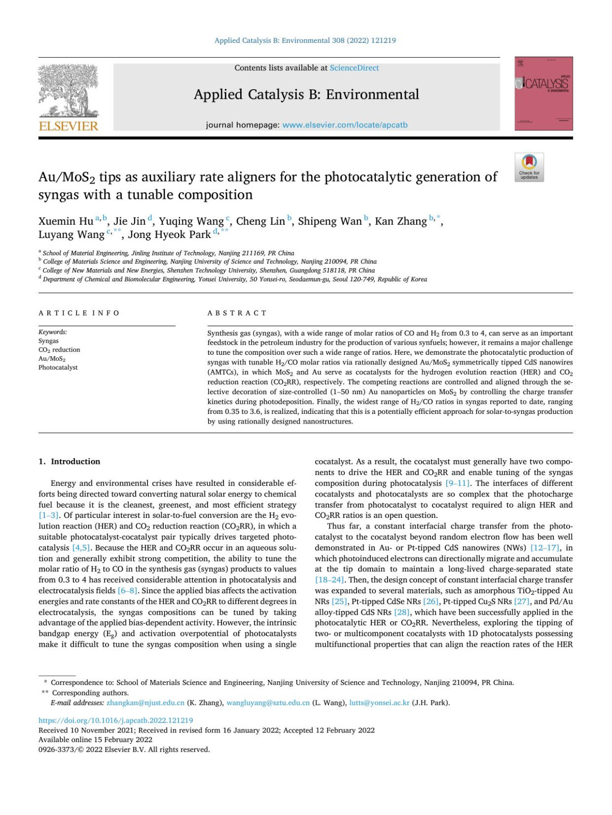 Aumos2 Tips As Auxiliary Rate Aligners For The Photocatalytic Generation Of Syngas With A Tunable Composition Xuemin Hu