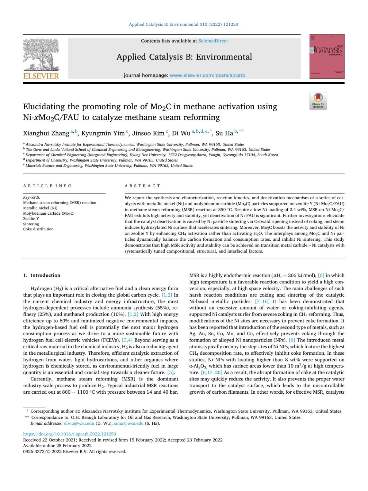 Elucidating The Promoting Role Of Mo2c In Methane Activation Using Ni X Mo2cfau To Catalyze Methane Steam Reforming Xianghui Zhang