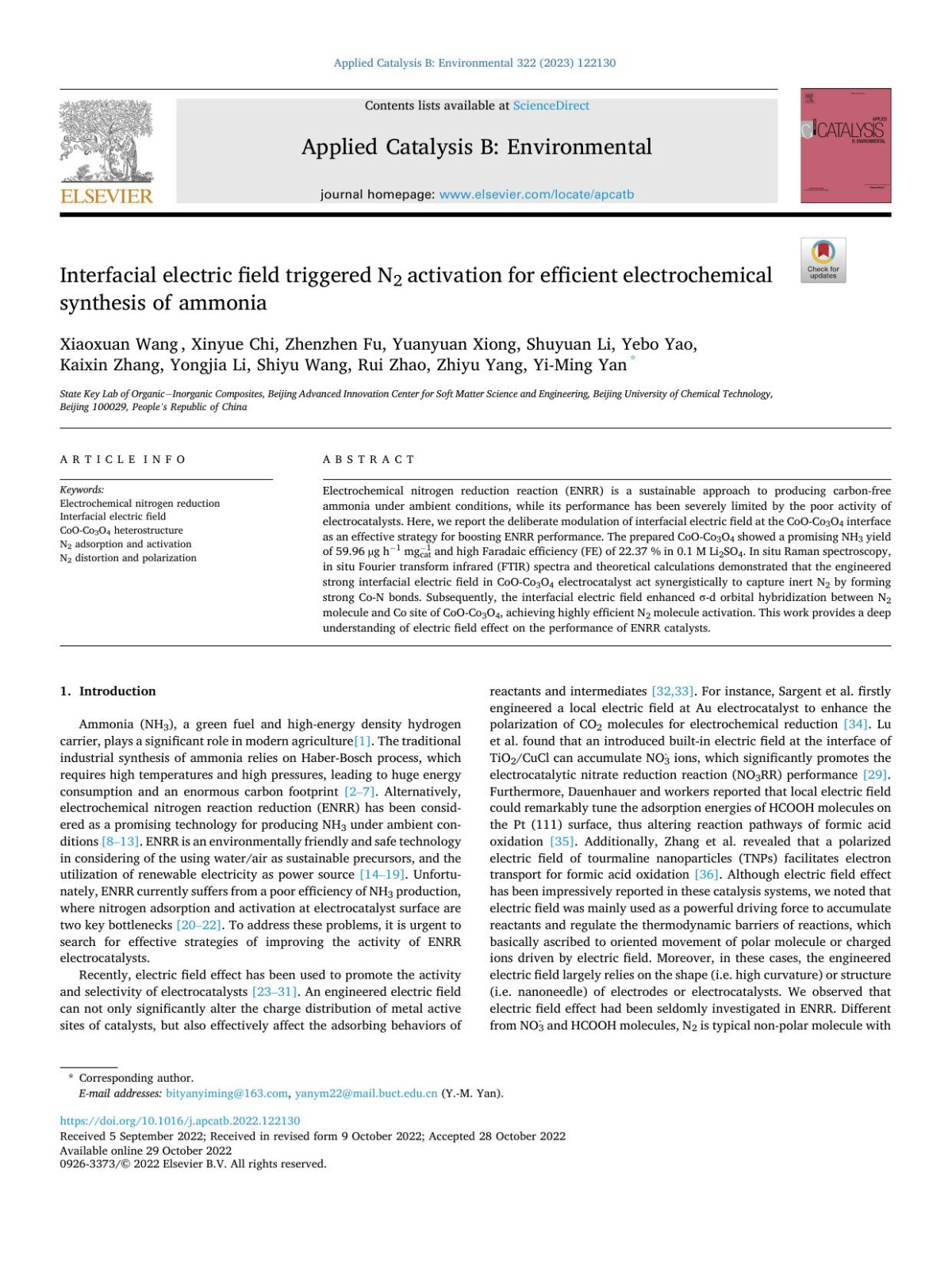 Interfacial Electric Field Triggered N2 Activation For Efficient Electrochemical Synthesis Of Ammonia Xiaoxuan Wang