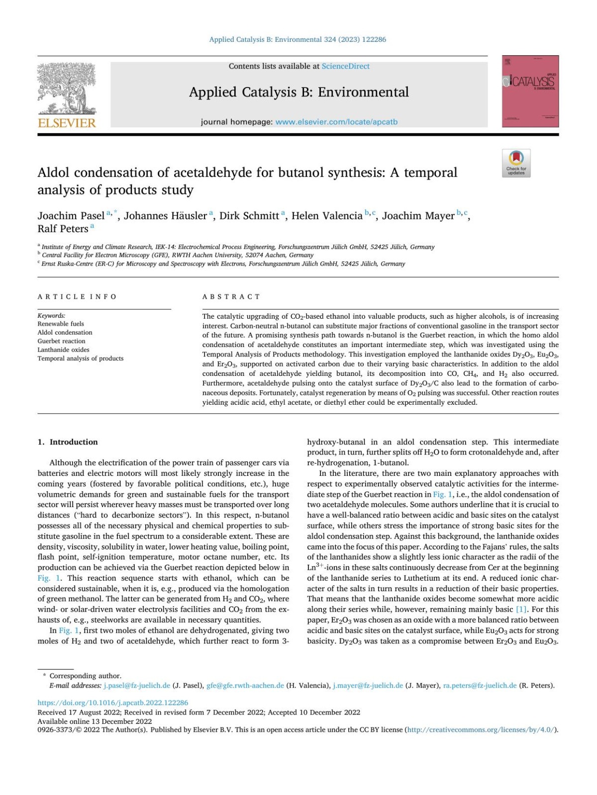Aldol Condensation Of Acetaldehyde For Butanol Synthesis A Temporal Analysis Of Products Study Joachim Pasel