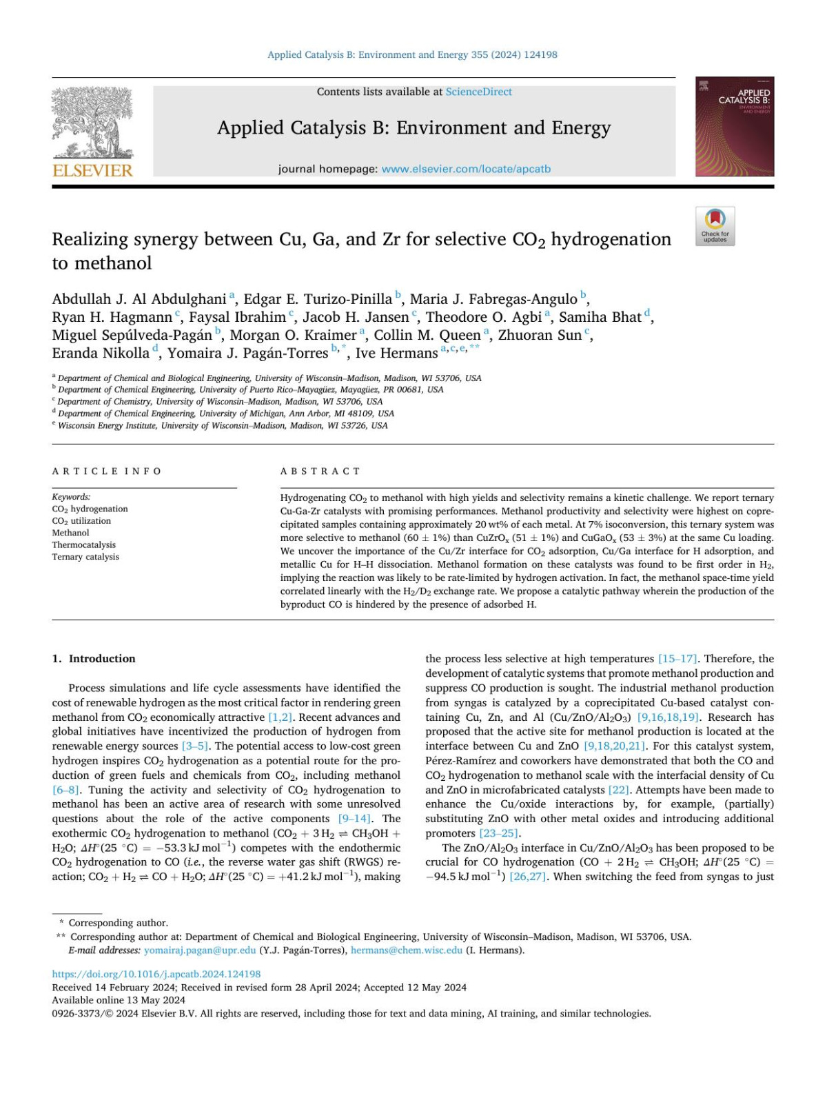 Realizing Synergy Between Cu Ga And Zr For Selective Co2 Hydrogenation To Methanol Abdullah J Al Abdulghani
