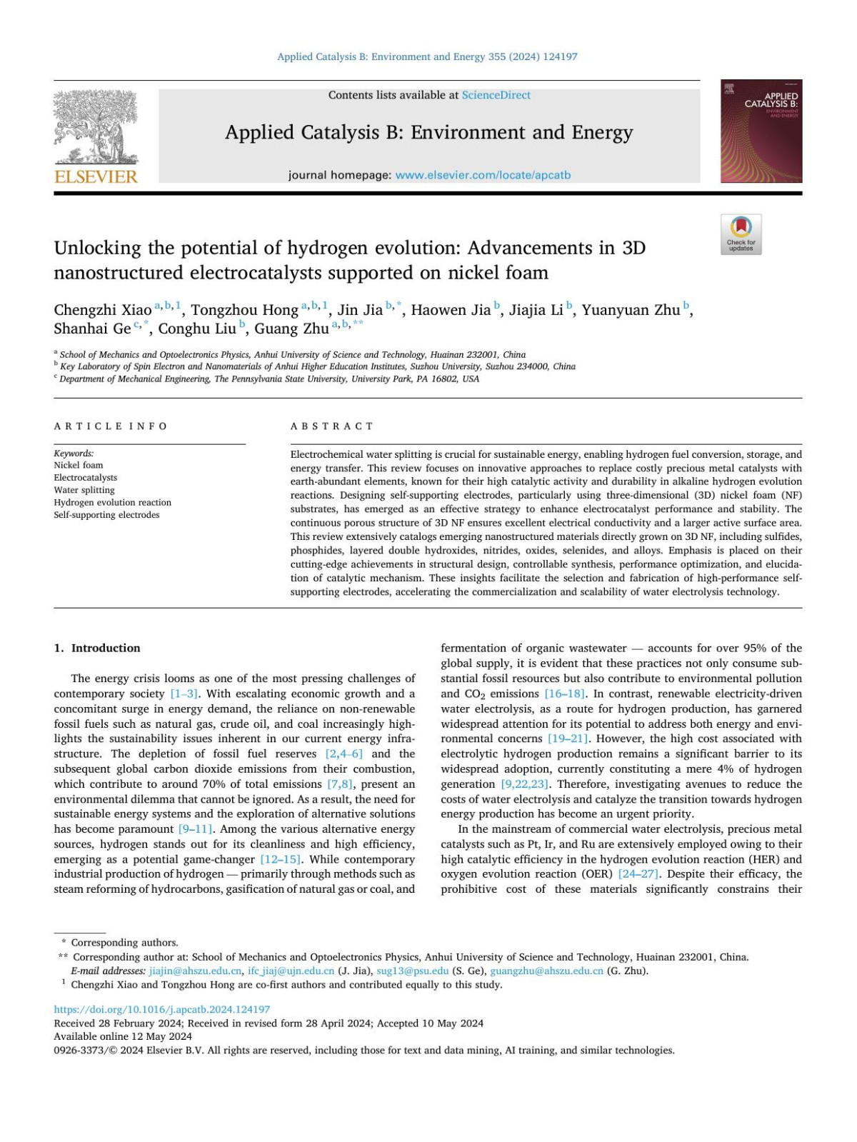 Unlocking The Potential Of Hydrogen Evolution Advancements In 3d Nanostructured Electrocatalysts Supported On Nickel Foam Chengzhi Xiao