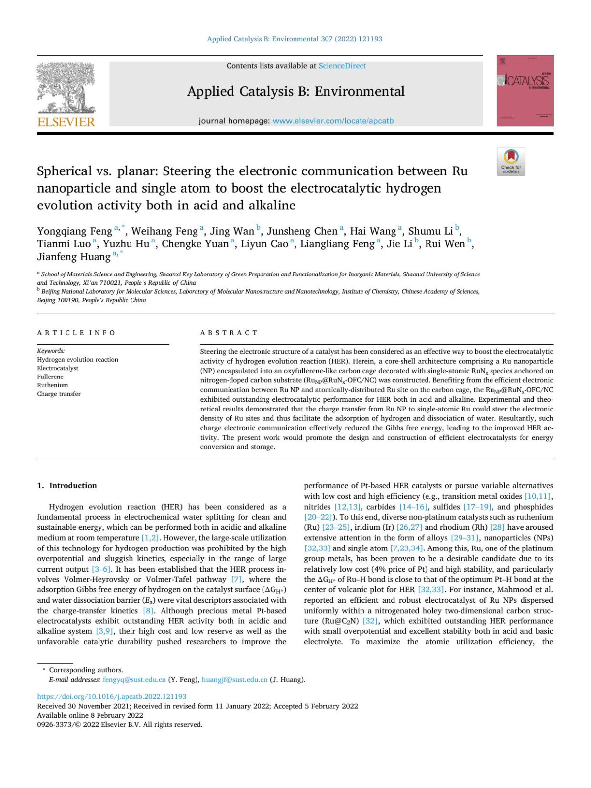 Spherical Vs Planar Steering The Electronic Communication Between Ru Nanoparticle And Single Atom To Boost The Electrocatalytic Hydrogen Evolution Activity Both In Acid And Alkaline Yongqiang Feng