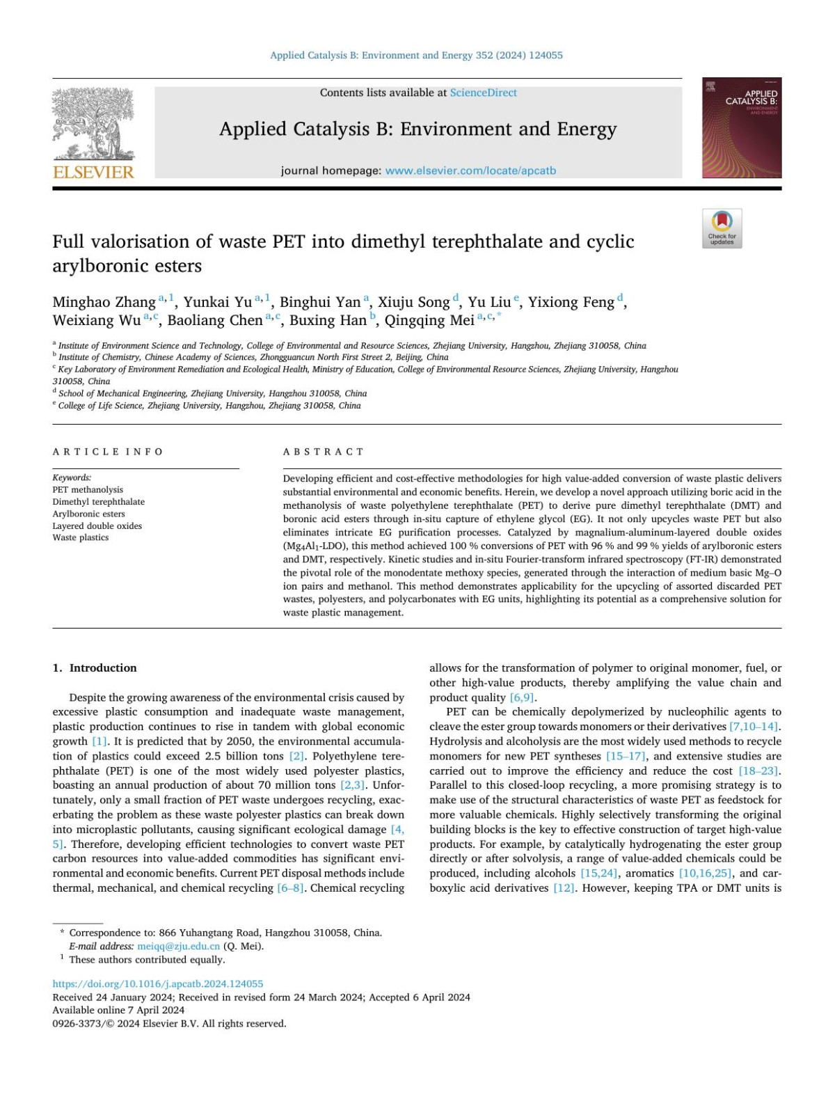 Full Valorisation Of Waste Pet Into Dimethyl Terephthalate And Cyclic Arylboronic Esters Minghao Zhang