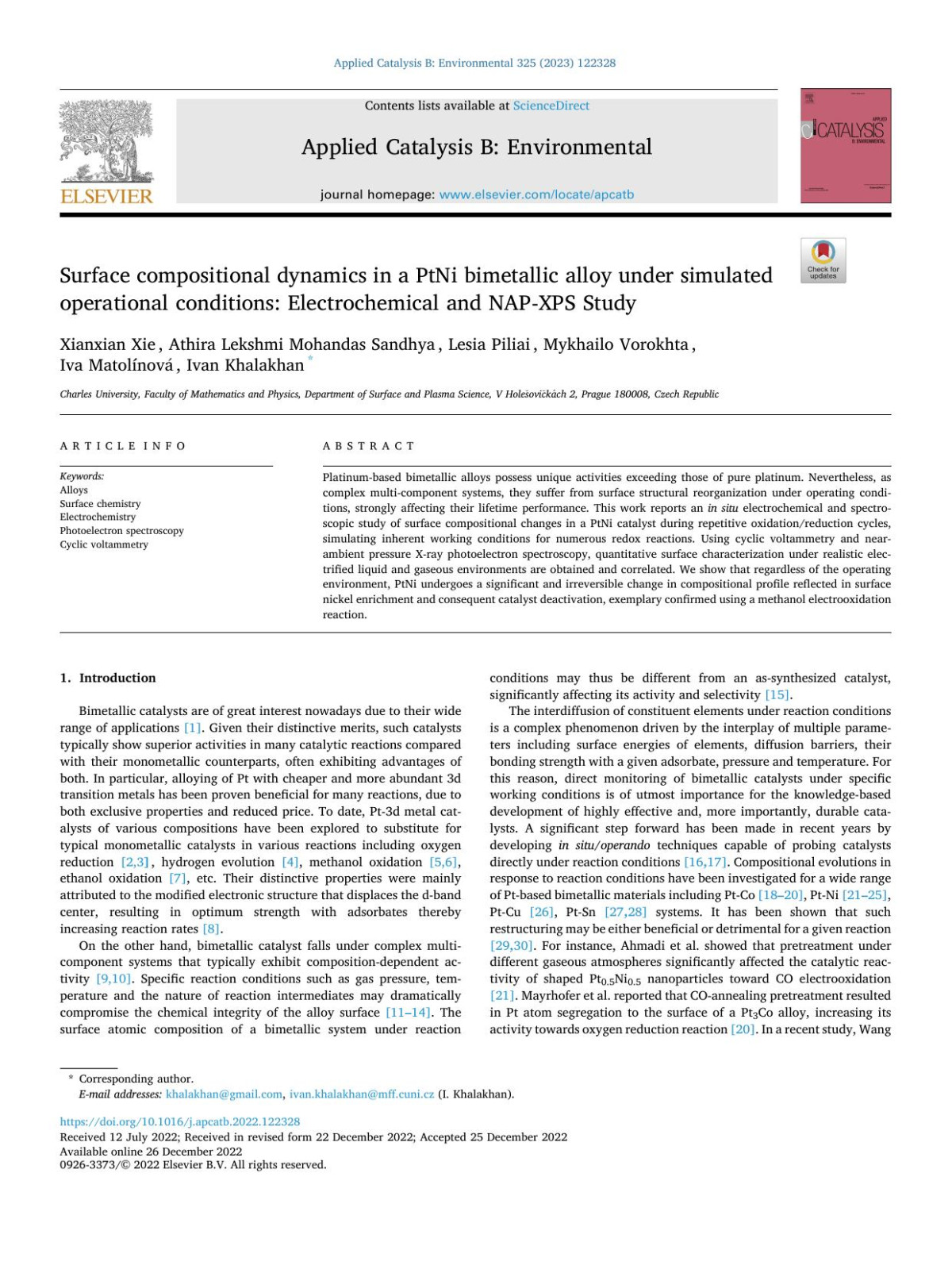 Surface Compositional Dynamics In A Ptni Bimetallic Alloy Under Simulated Operational Conditions Electrochemical And Napxps Study Xianxian Xie