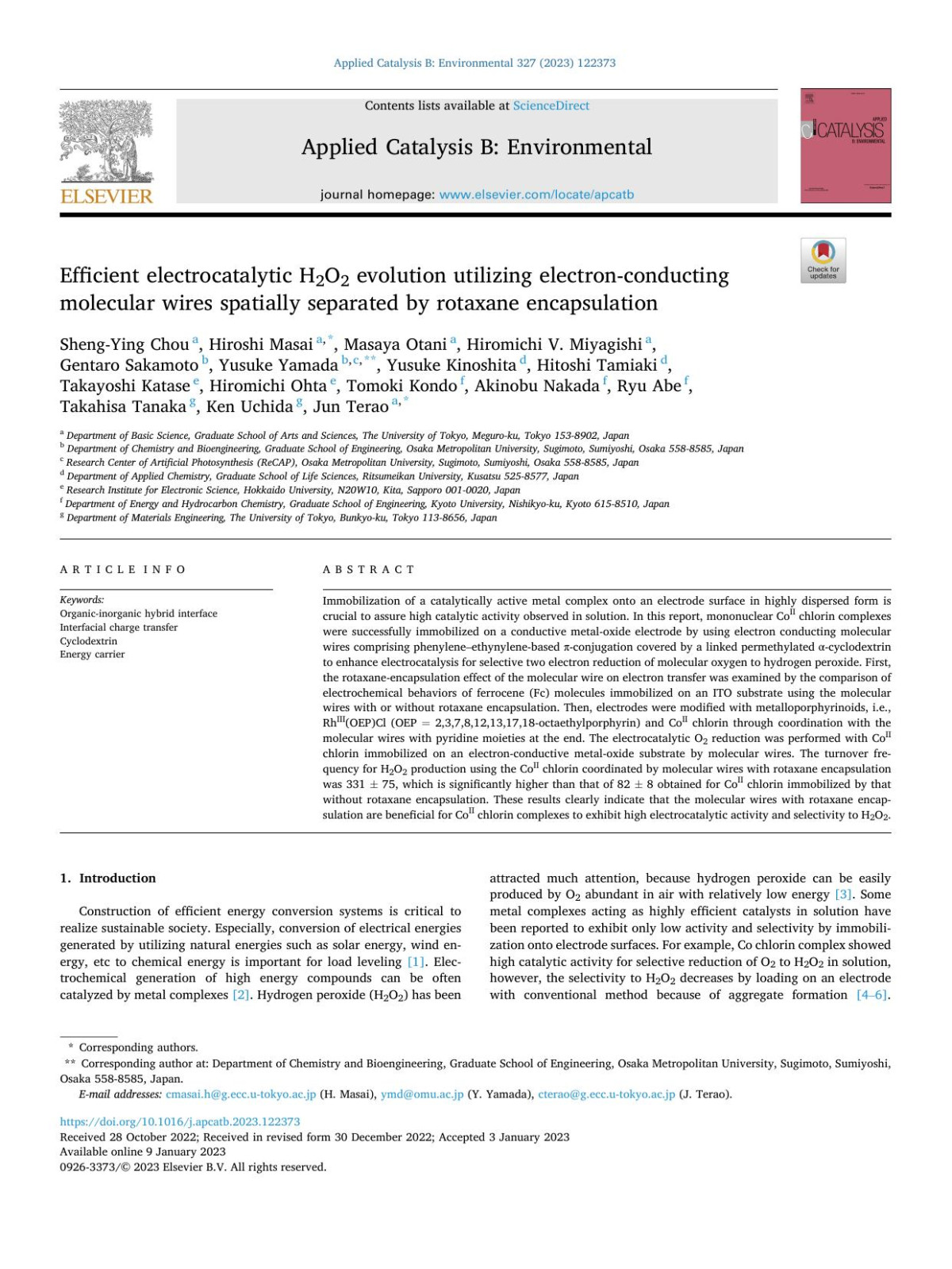 Efficient Electrocatalytic H2o2 Evolution Utilizing Electronconducting Molecular Wires Spatially Separated By Rotaxane Encapsulation Shengying Chou