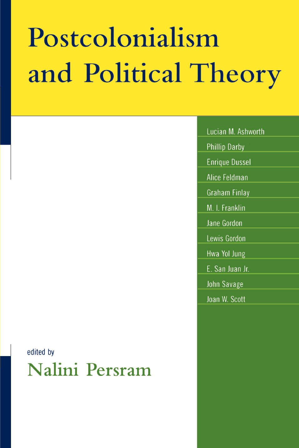 Postcolonialism And Political Theory Persram Nalini