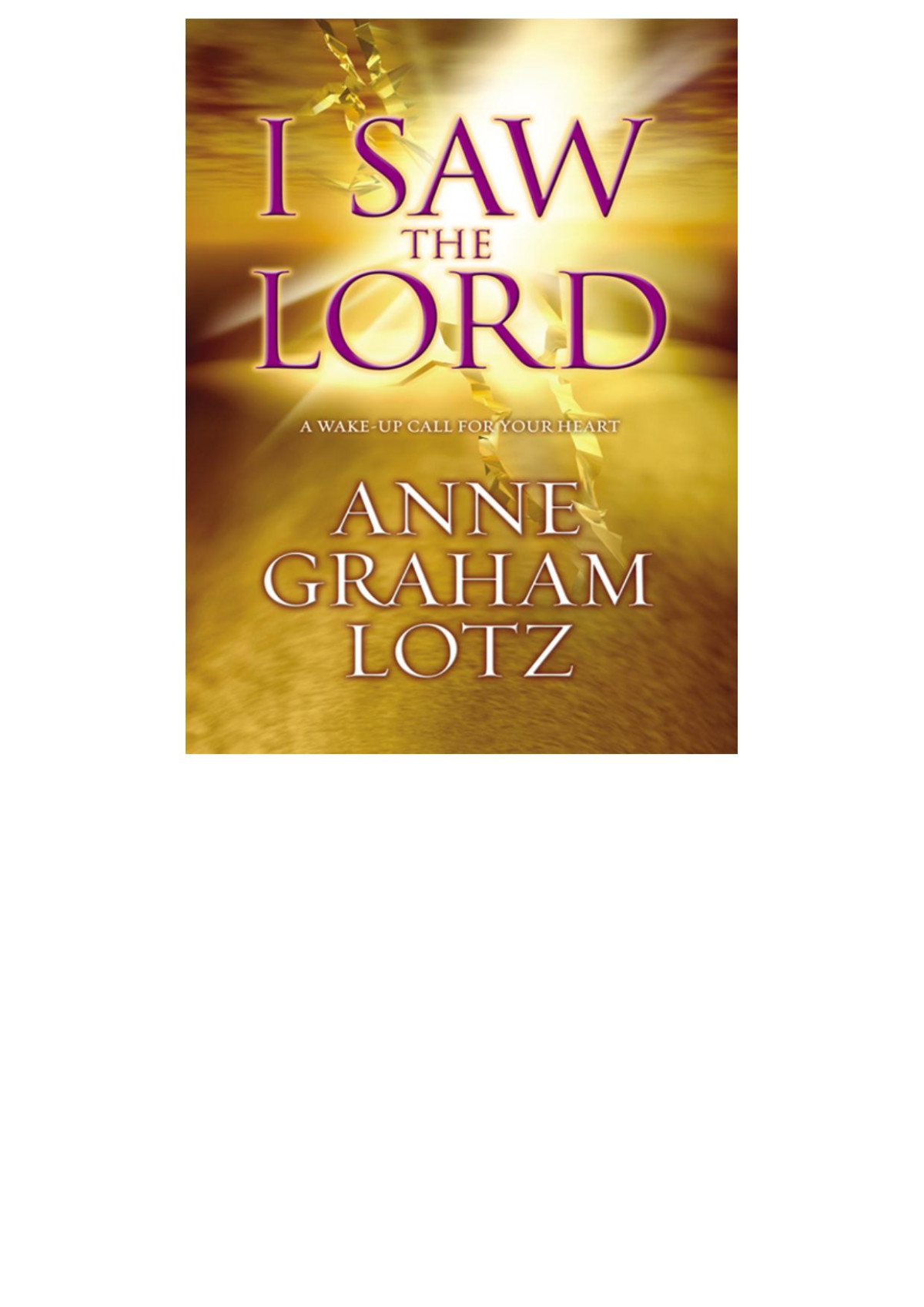 I Saw The Lord Anne Graham Lotz