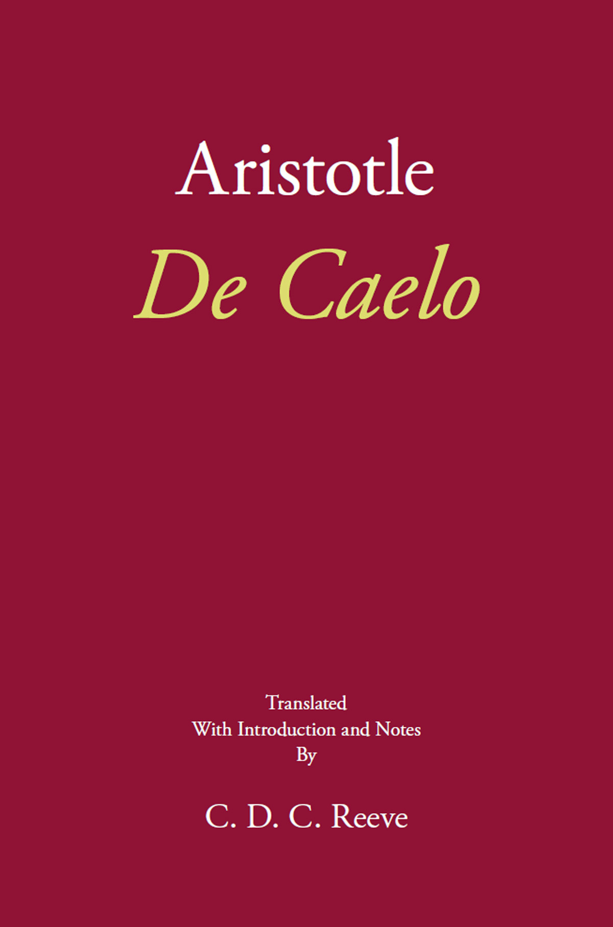 De Caelo Aristotlereeve C D C