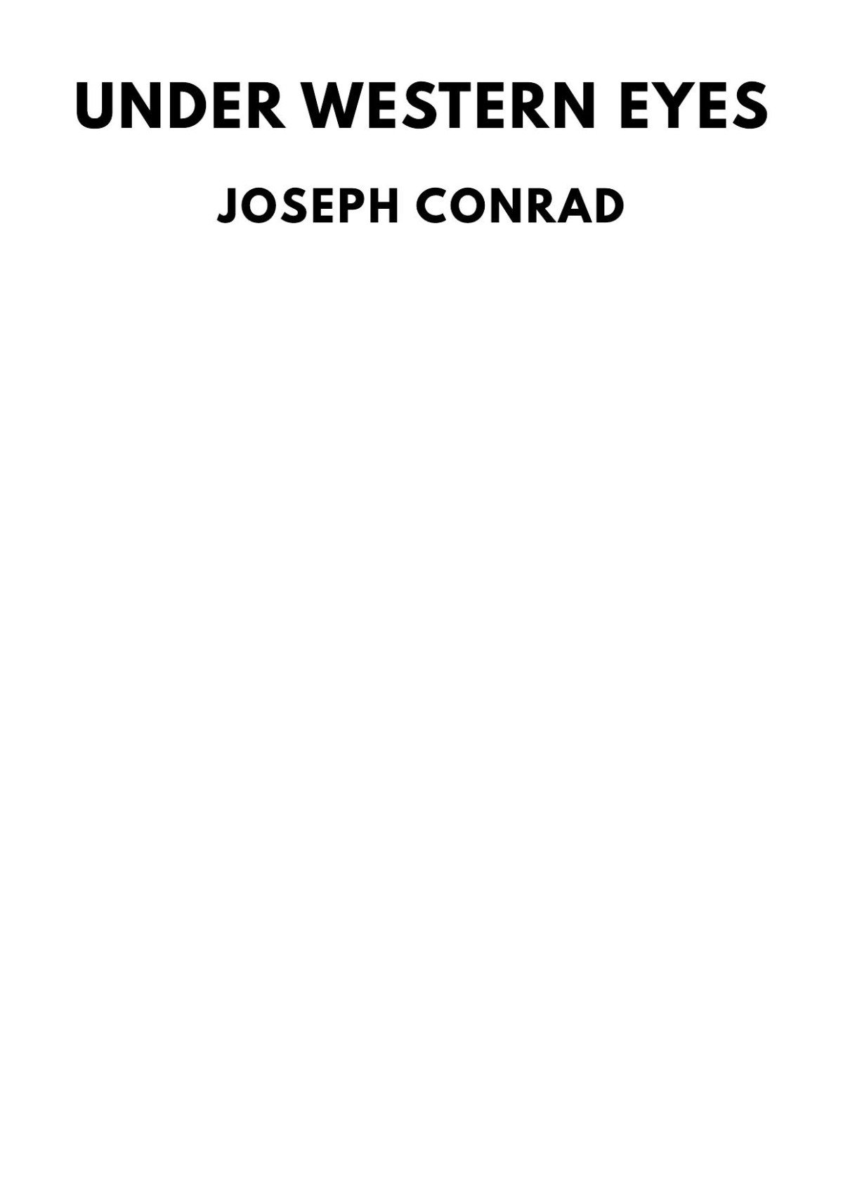 Under Western Eyes Joseph Conrad