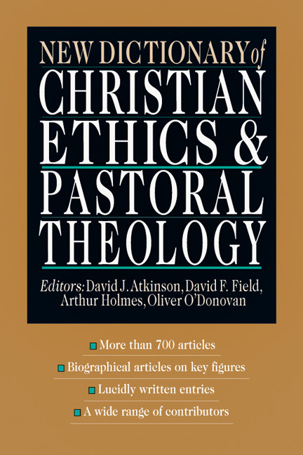 New Dictionary Of Christian Ethics Pastoral Theology Holmes