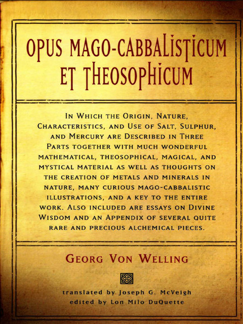Opus Magocabbalisticum Et Theosophicum Illustrated Georg Von Welling