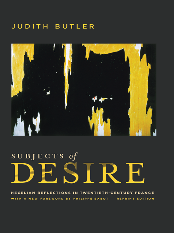 Subjects Of Desire Butler Judith Sabot Philippe Young Damon