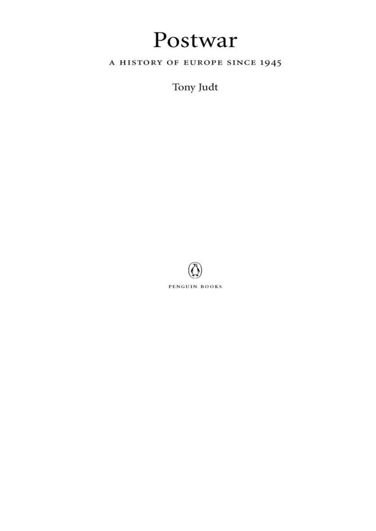 Postwar Judt Tony
