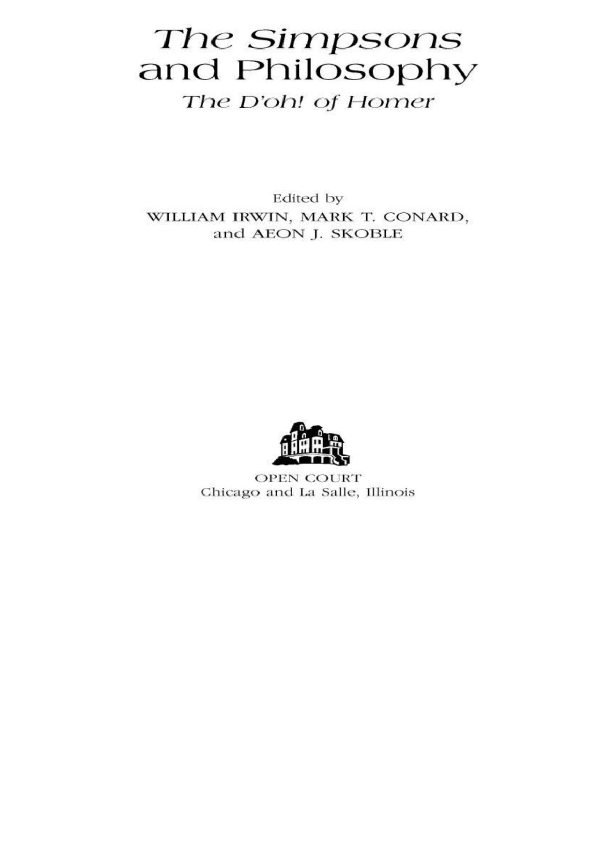 The Simpsons And Philosophy William Irwin
