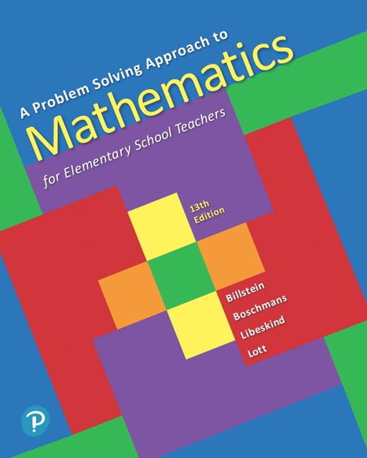 A Problem Solving Approach To Mathematics For Elementary School Teachers Rick Billstein