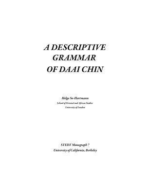 A Descriptive Grammar Of Daai Chin Helga Sohartmann