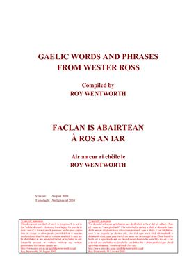 Gaelic Words And Phrases From Wester Ross Roy Wentworth