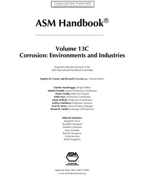 Asm Handbook Volume 13c Corrosion Environments And Industries 1st Edition Asm