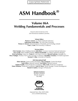 Asm Handbook Volume 6a Welding Fundamentals And Processes 1st Edition Asm