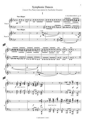 Symphonic Dances Op 45 Trascription For Two Pianos Transcription Sergei Rachmaninoff