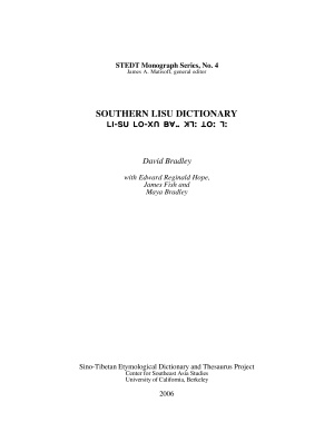 Southern Lisu Dictionary Bradley David