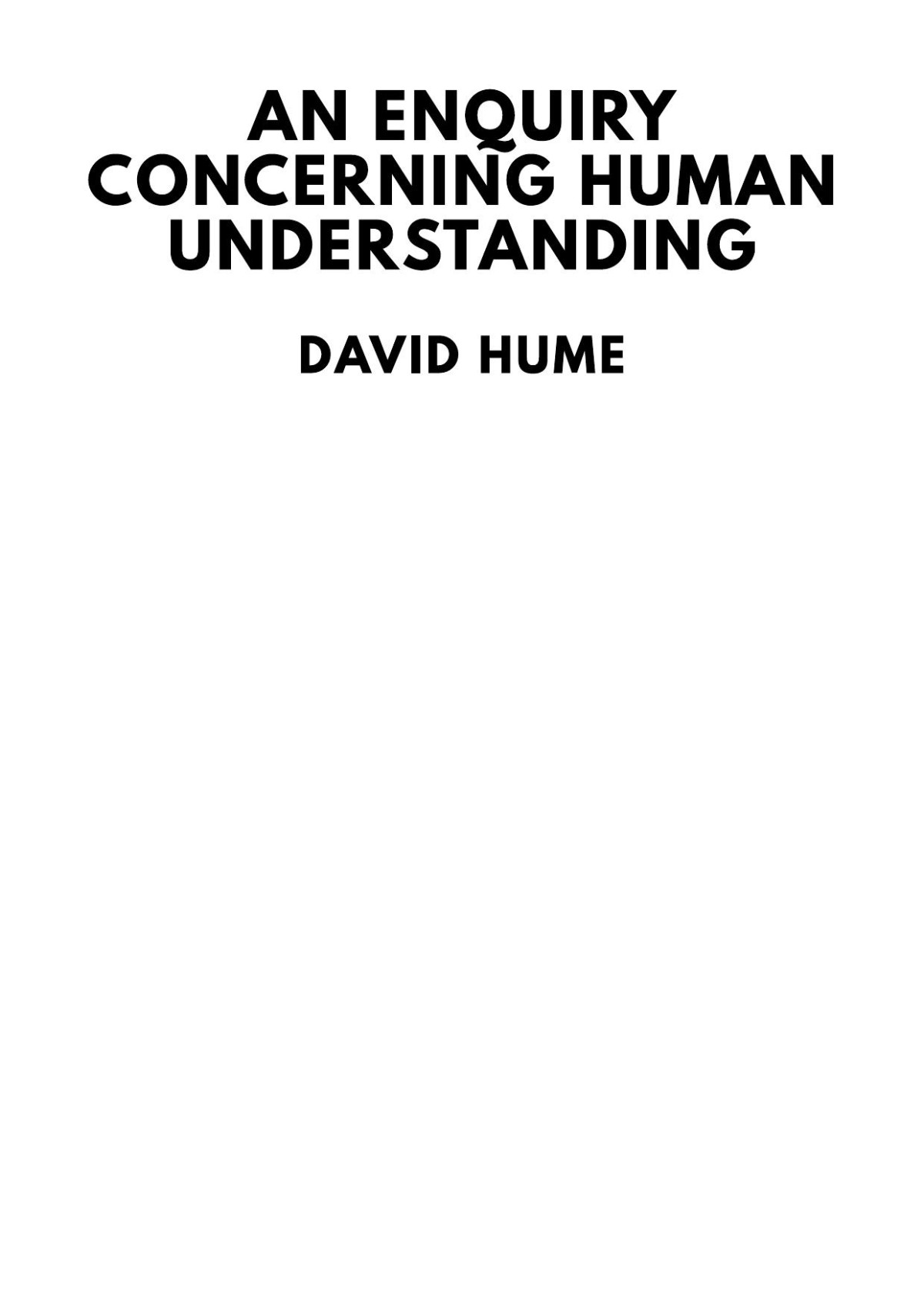 An Enquiry Concerning Human Understanding David Hume