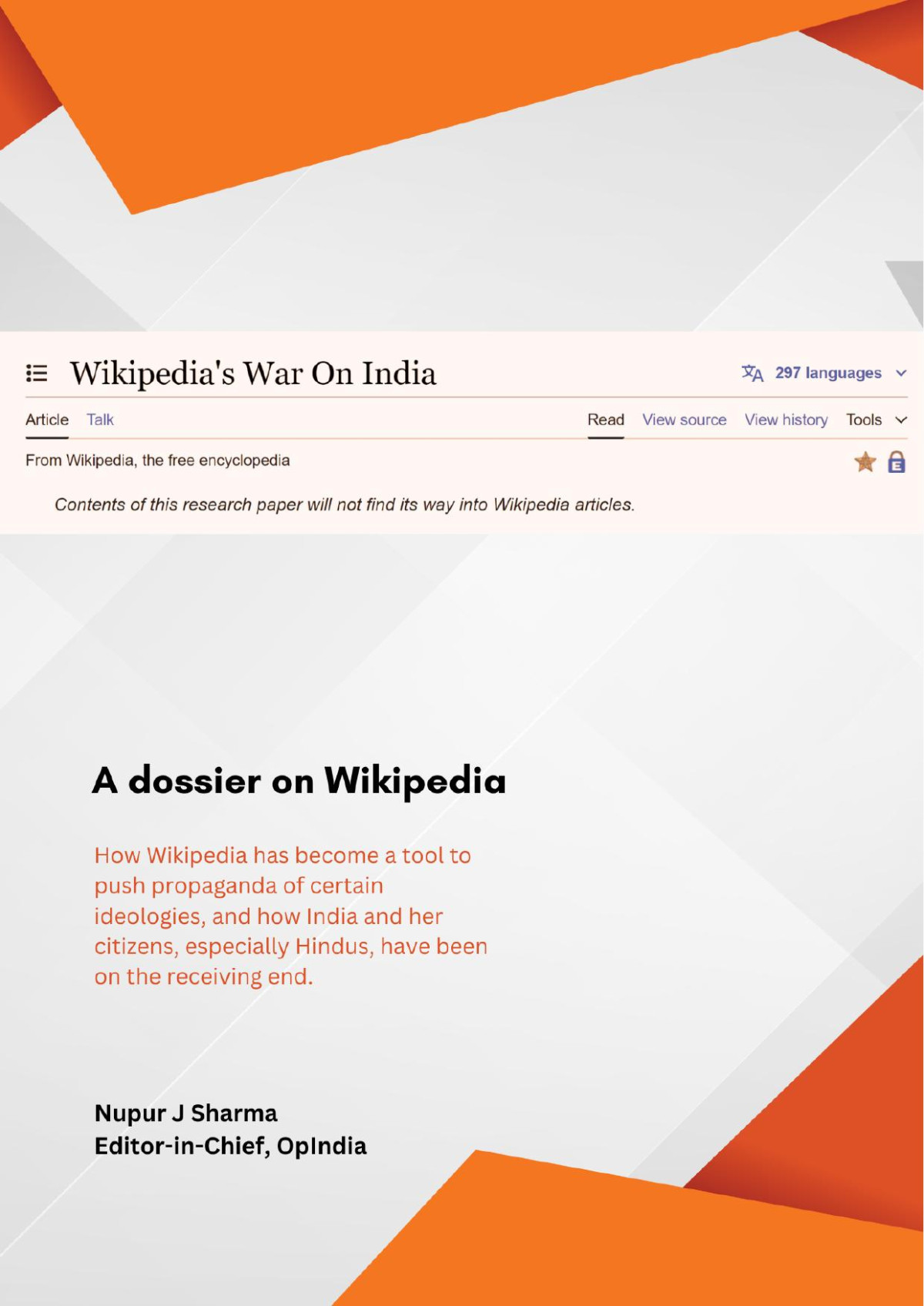 Wikipedias War On India A Dossier On Wikipedia Bias 1st Edition Nupur J Sharma