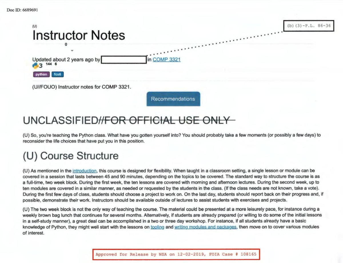 Comp 3321 Python 3 Training Nsa