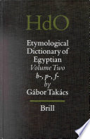 Etymological Dictionary Of Egyptian Volume 2 Gábor Takács