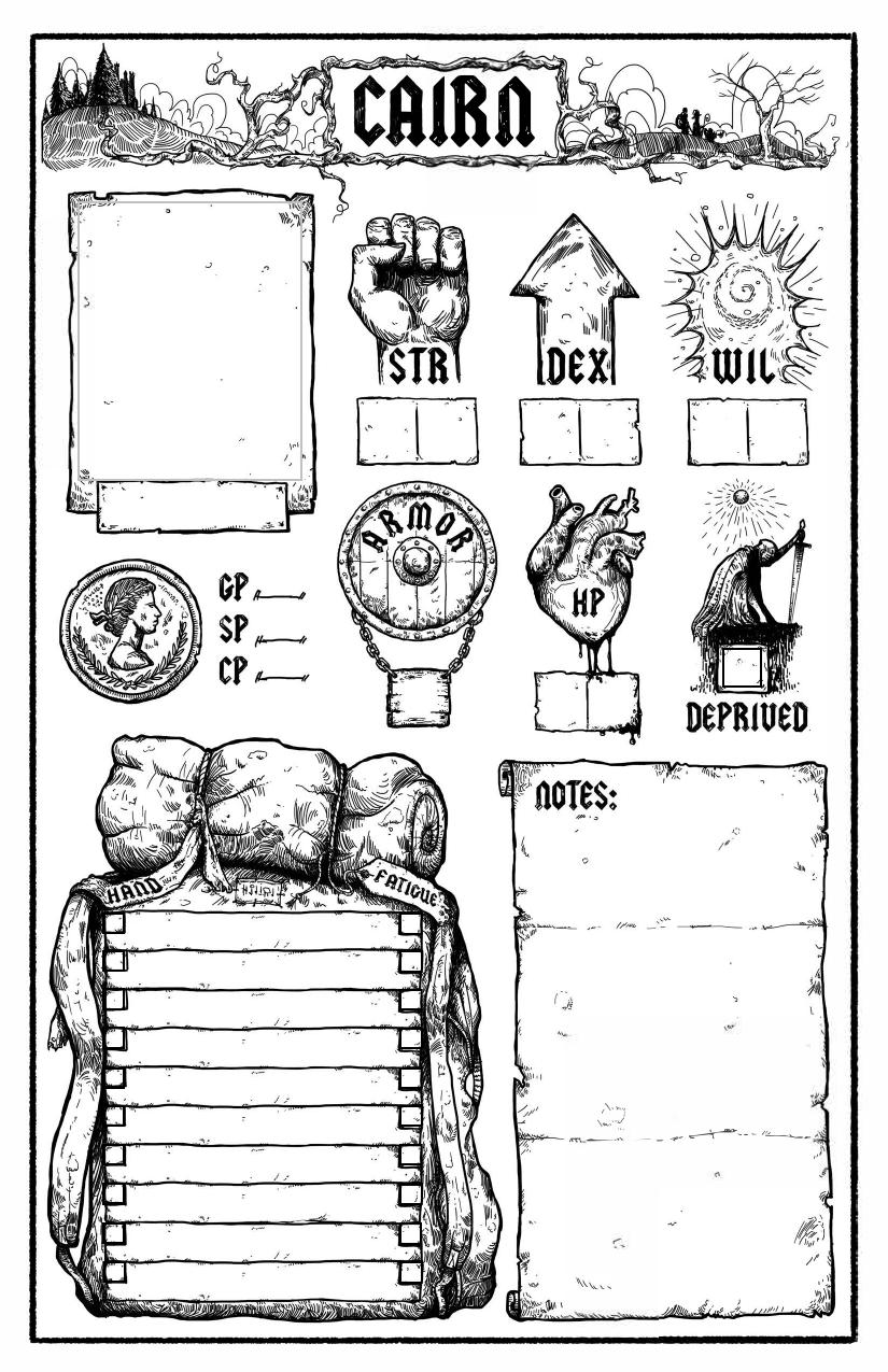 Cairn Rpg Character Sheet 1e Yochai Gal