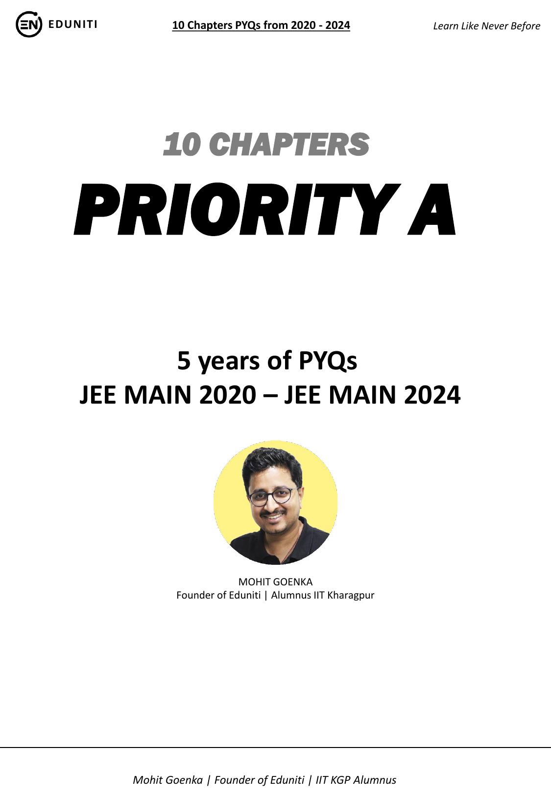 Jee Mains Physics 2020 To 2024 Mohit Goenka