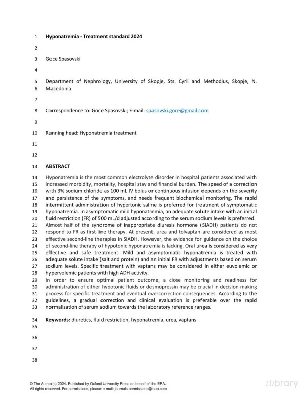 Hyponatremiatreatmentstandard2024 Goce Spasovski