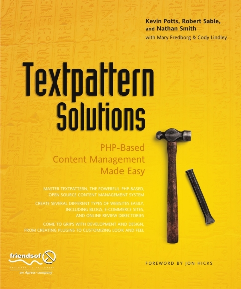 Textpattern Solutions 1st Ed Cody Lindley Kevin Potts Robert Sable