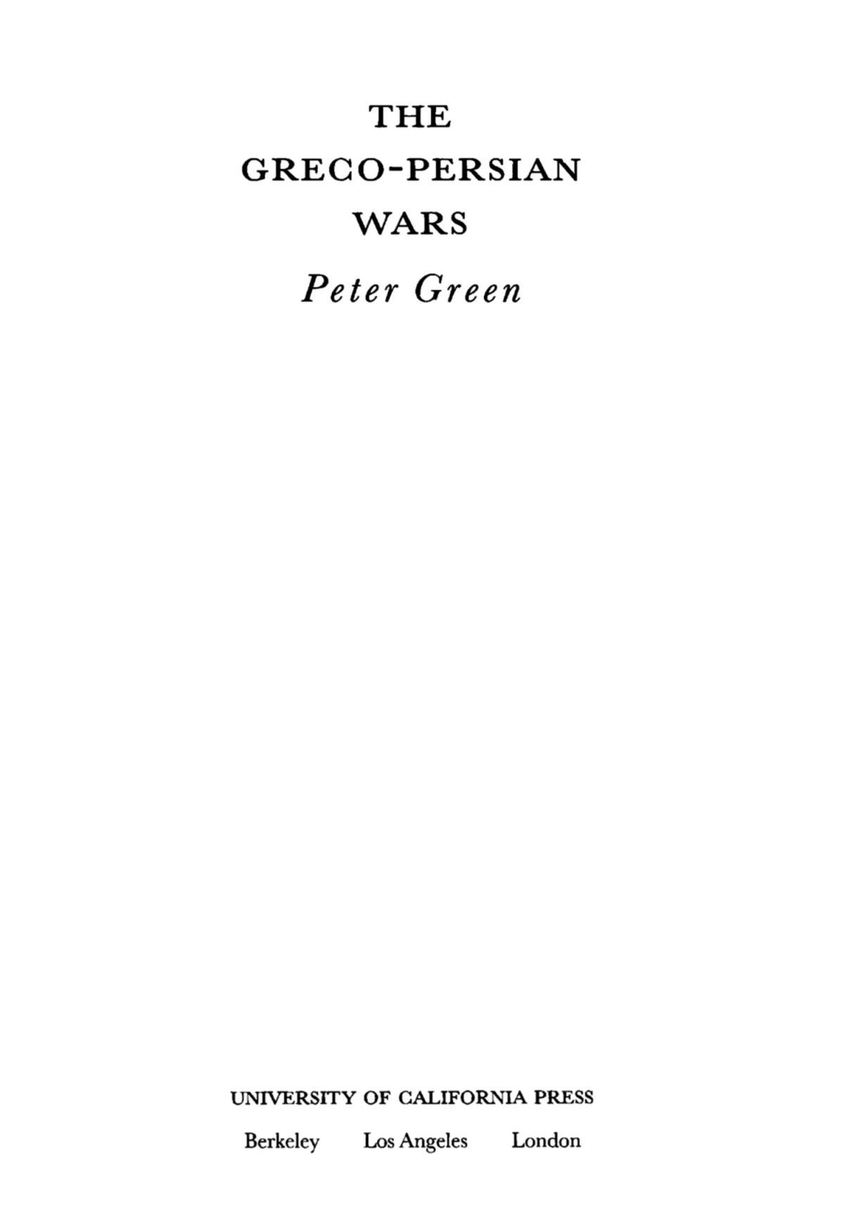The Grecopersian Wars Green Peter