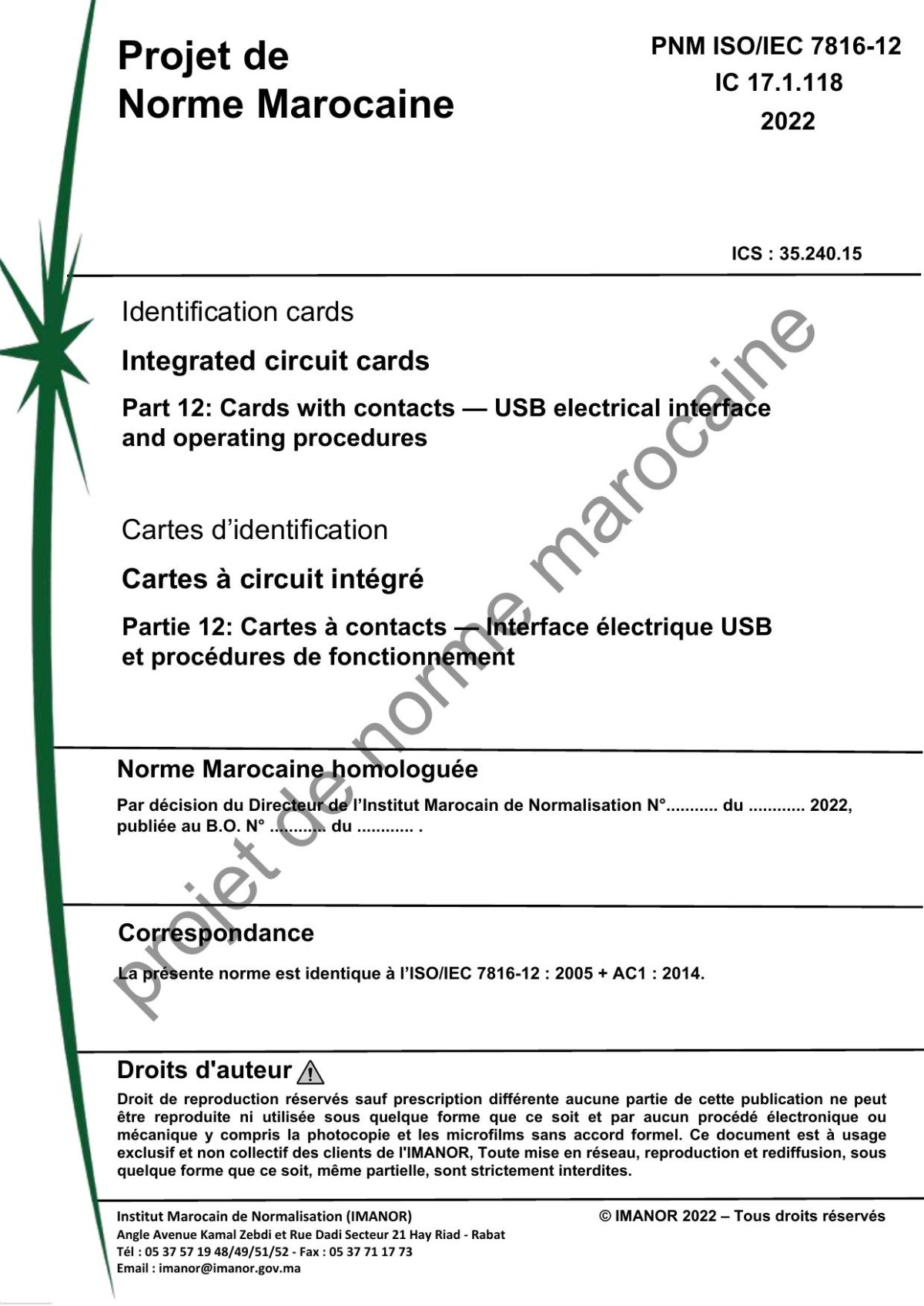 Isoiec 7816122005 2005th Edition Iso
