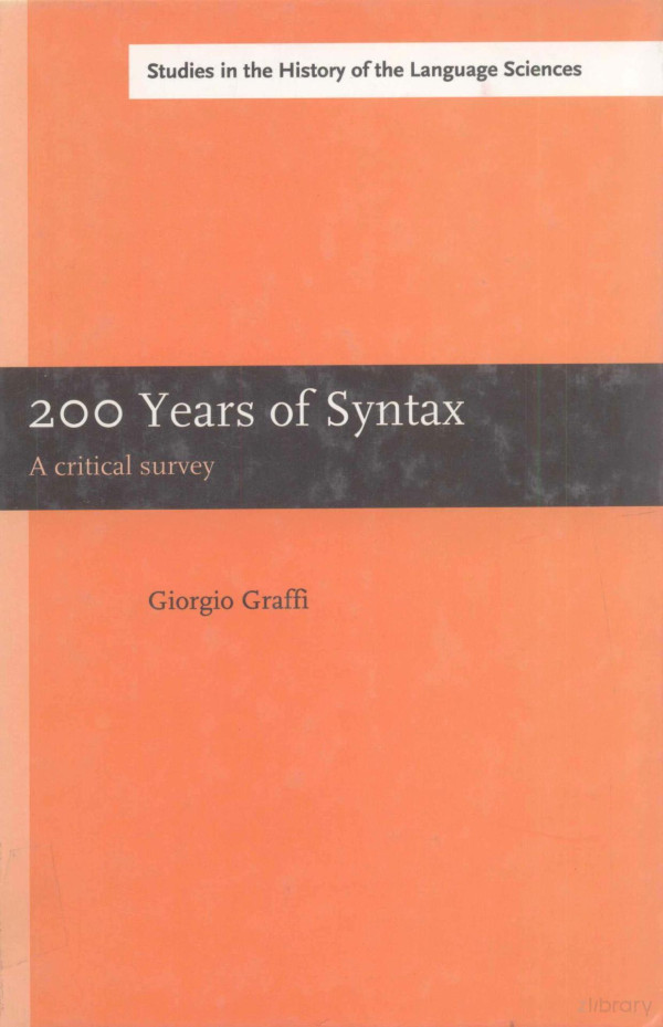200 Years Of Syntax A Critical Survey 2001th Edition Giorgio Graffi
