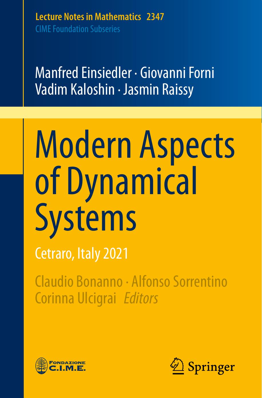 Modern Aspects Of Dynamical Systems Manfred Einsiedler Giovanni Forni
