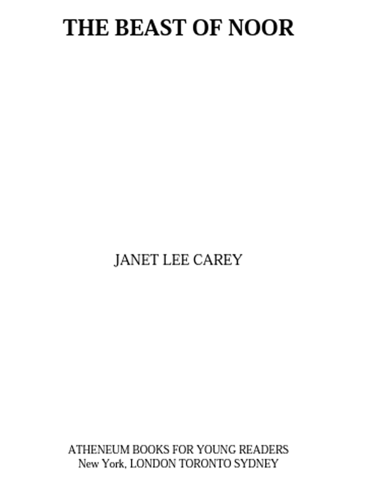 The Beast Of Noor Carey Janet Lee