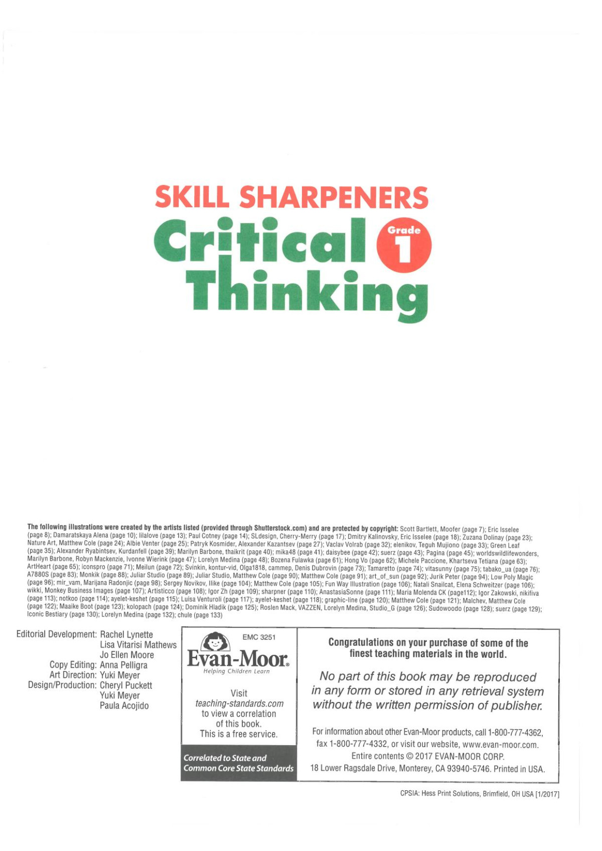 Evanmoor Skill Sharpeners Critical Thinking Grade 1 Workbook Problem Solving Skills Fun Activities Higherorder Openended Questions And Challenges Science Math Social Studies Language Arts Csm Evan Moor