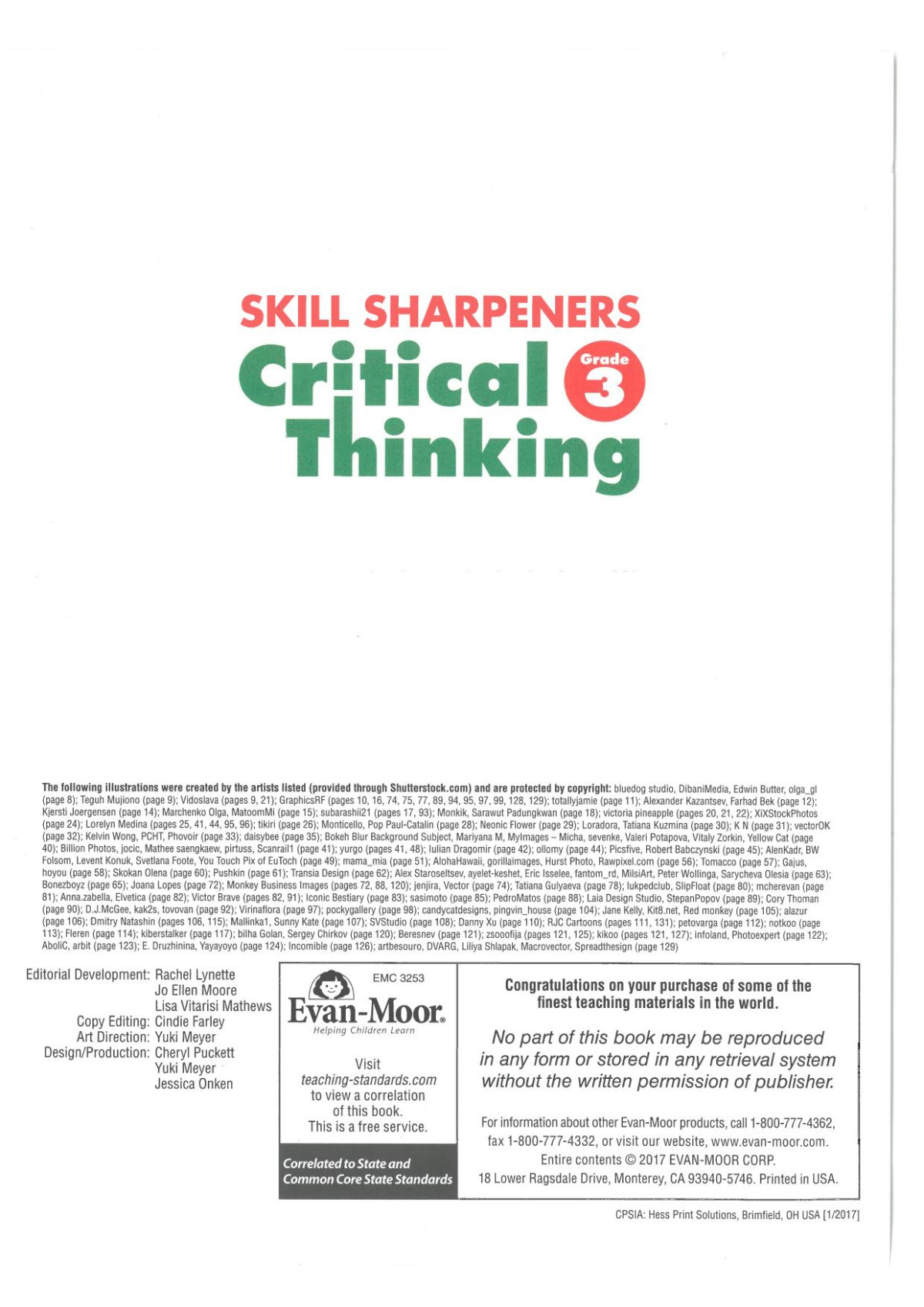 Skill Sharpeners Critical Thing G3 1st Edition Evan Moor