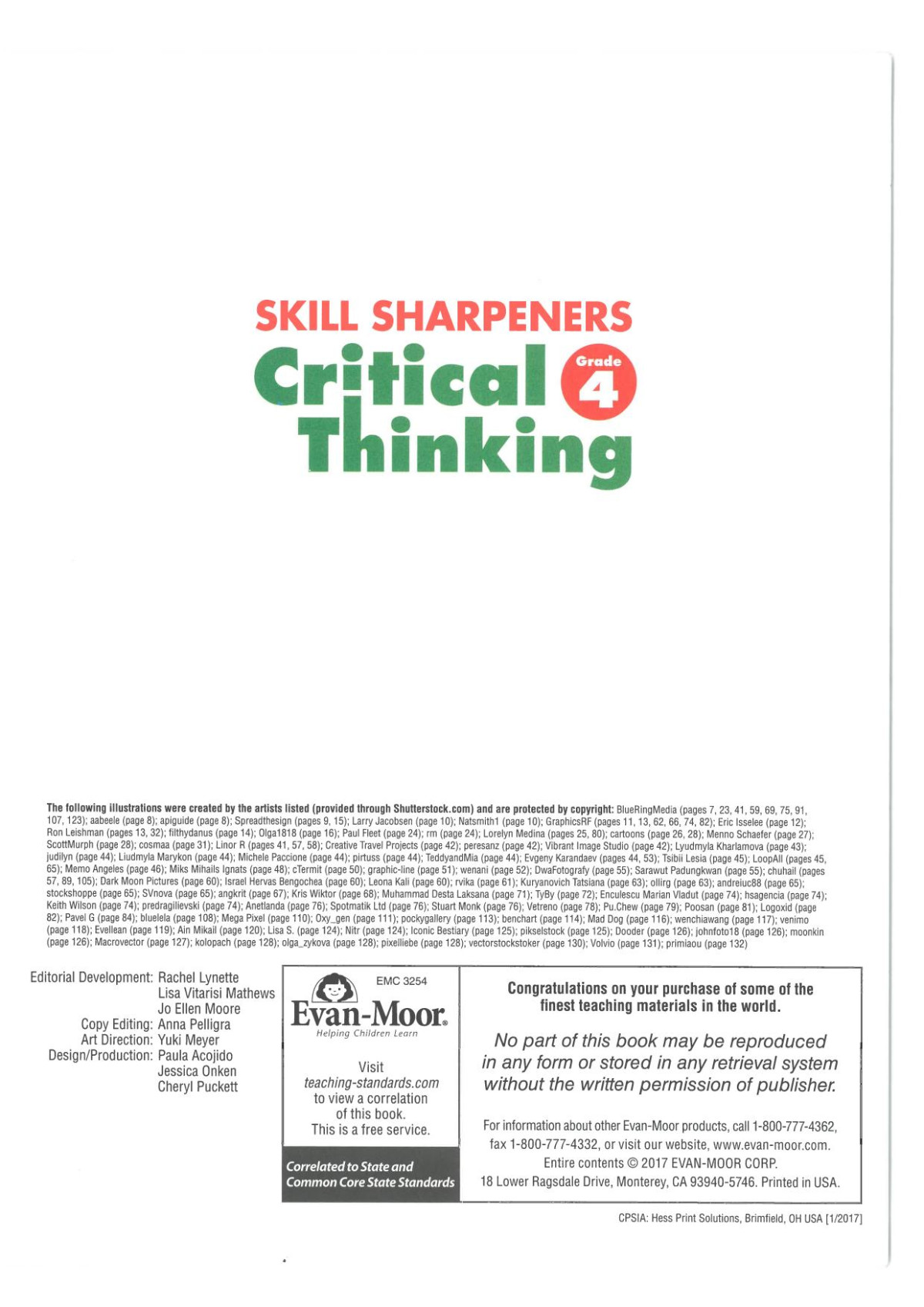 Skill Sharpeners Critical Thing G4 Evan Moor