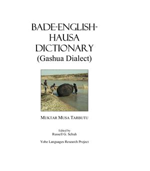 Badeenglishhausa Dictionary Gashua Dialect Tarbutu Muktar Musa