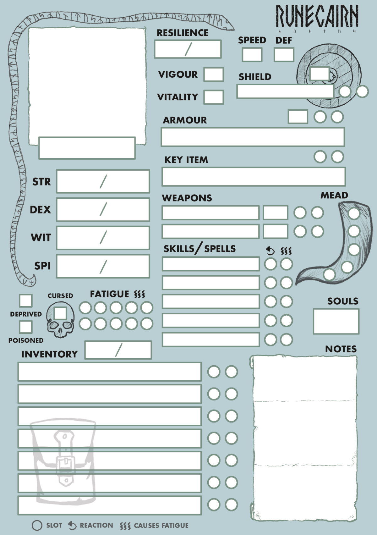 Runecairn Character Sheet Colin Le Sueur By Odins Beard