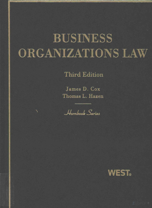 Business Organizations Law 2011th Edition James Dcox