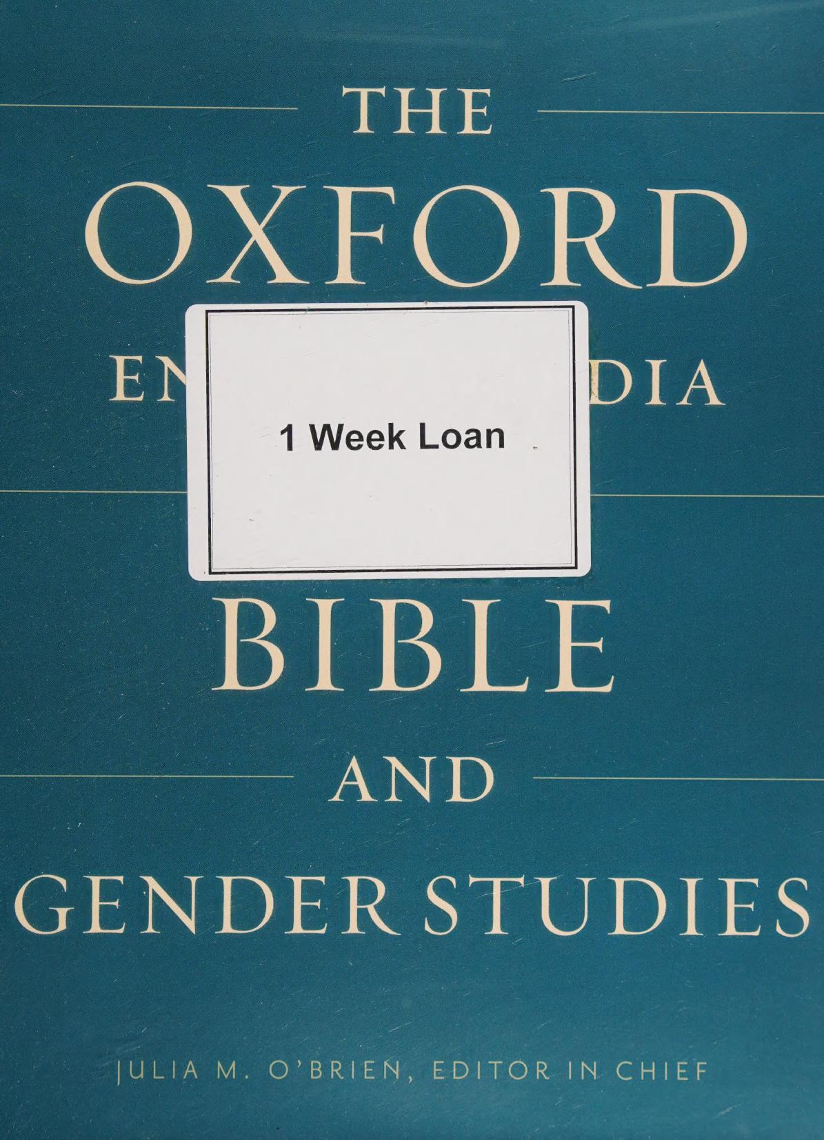 The Oxford Encyclopedia Of The Bible And Gender Studies Vol1 Julia M Obrien