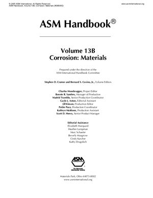 Asm Handbook Volume 13b Corrosion Materials 1st Edition Asm